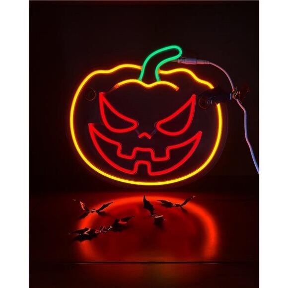 Halloween Pumpkin Neon Sign -13 X 12.5 Inch Dimmer Led Neon Signs for Halloween - Picture 1 of 7
